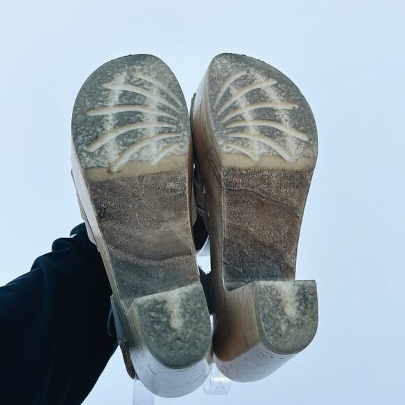 No. 6 Woven Leather Wooden Clogs Heels Sandal Beige 7 Tan Natural 37 Ankle Strap - Picture 13 of 14